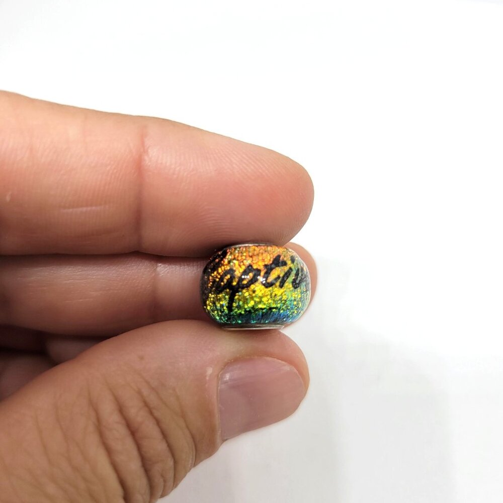 Captiva Beach Glass Bead Charm 925 Sterling Silver Iridescent Multicolor Finish